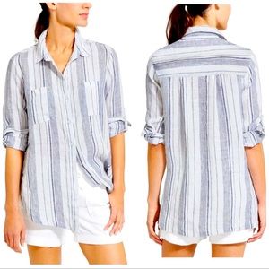 EUC Athleta Linen Peninsula Stripe Button Down
Shirt, size XS